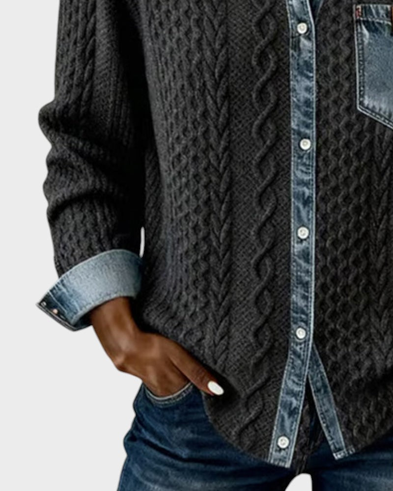 Adela™ | Camisa elegante con detalles denim