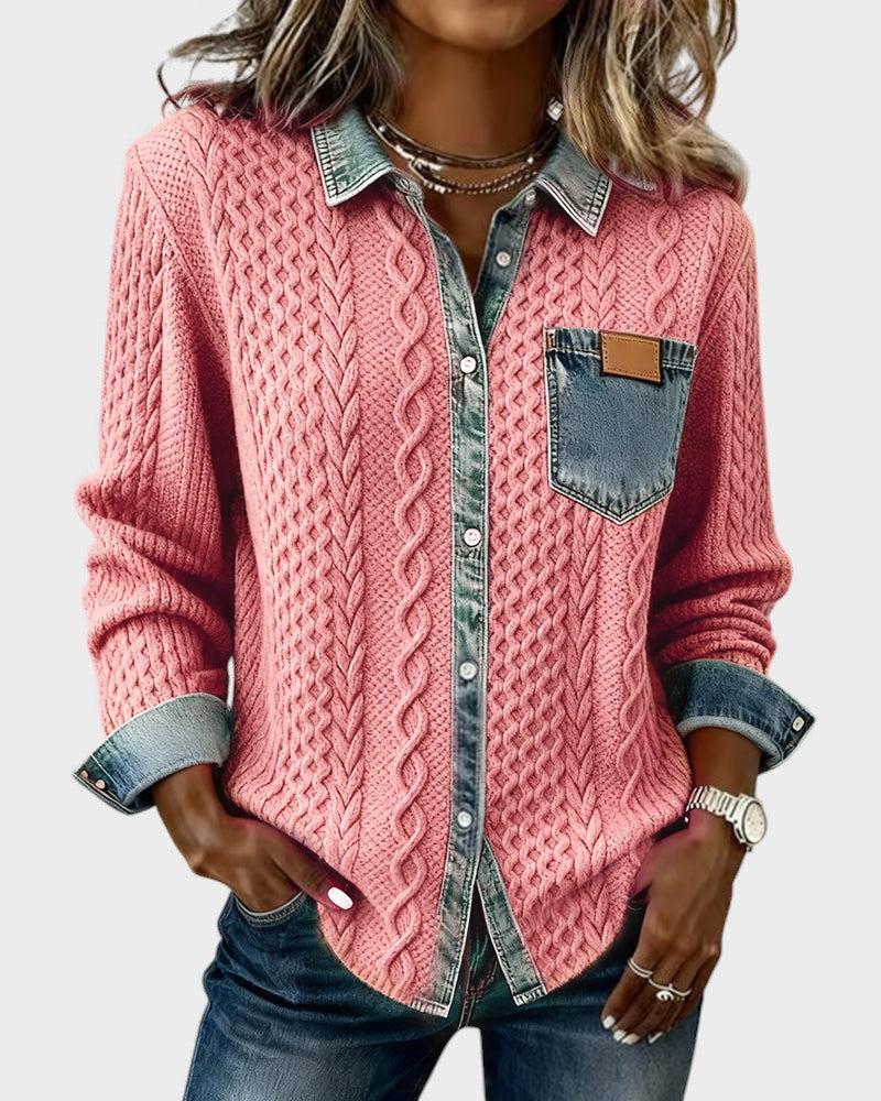 Adela™ | Camisa elegante con detalles denim