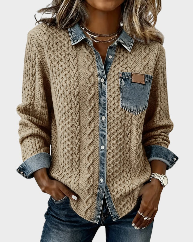 Adela™ | Camisa elegante con detalles denim