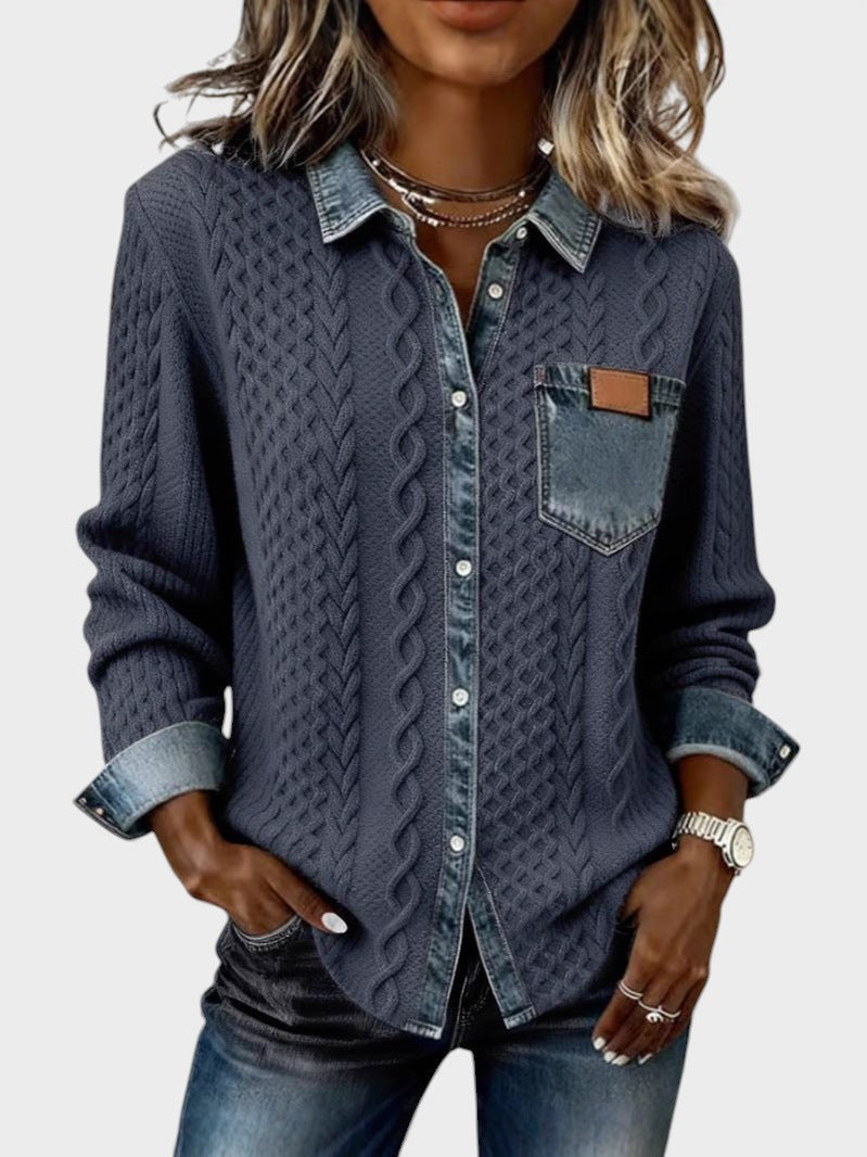 Adela™ | Camisa elegante con detalles denim