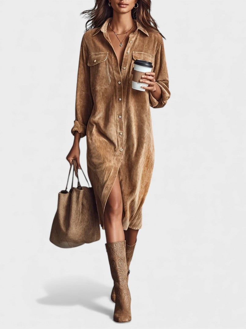 Alejandra™ | Vestido midi de pana holgado